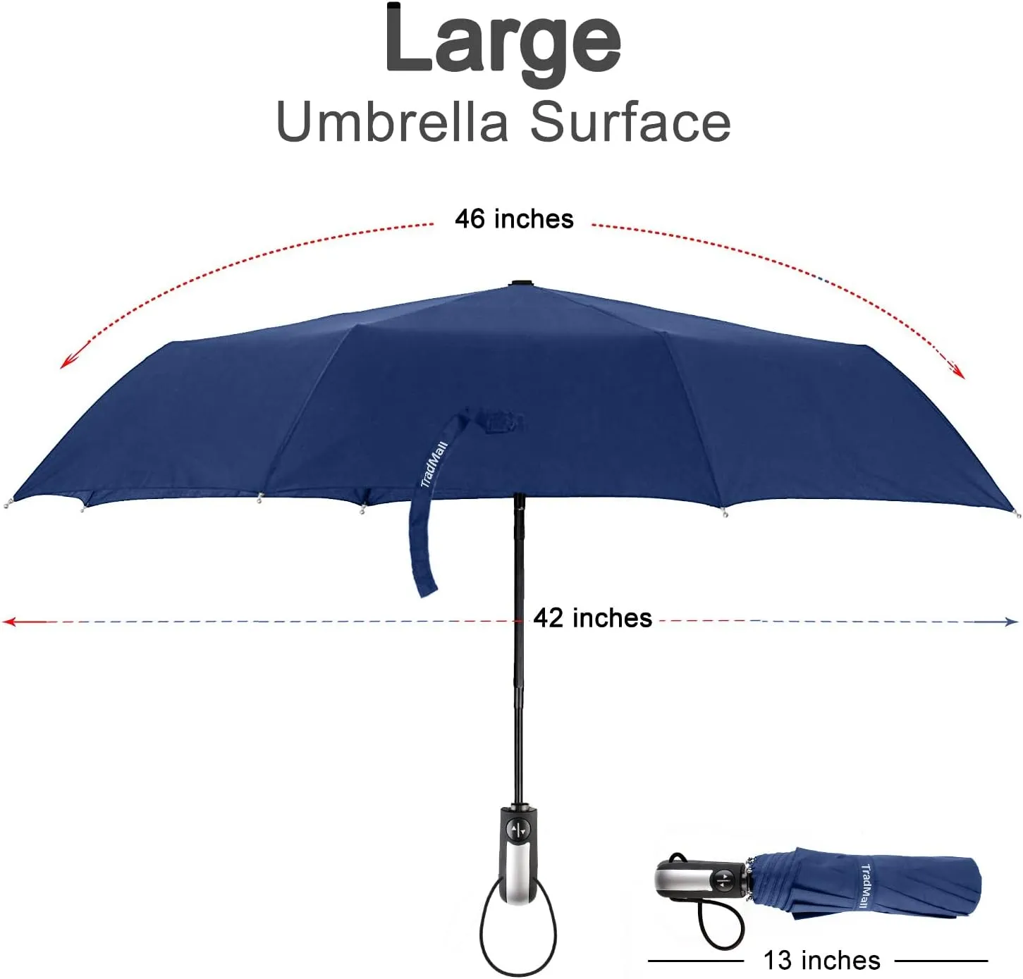 TradMall 4 Pack Travel Umbrella Windproof Portable 46 Inches Large Canopy Ergonomic Handle Auto Open & Close