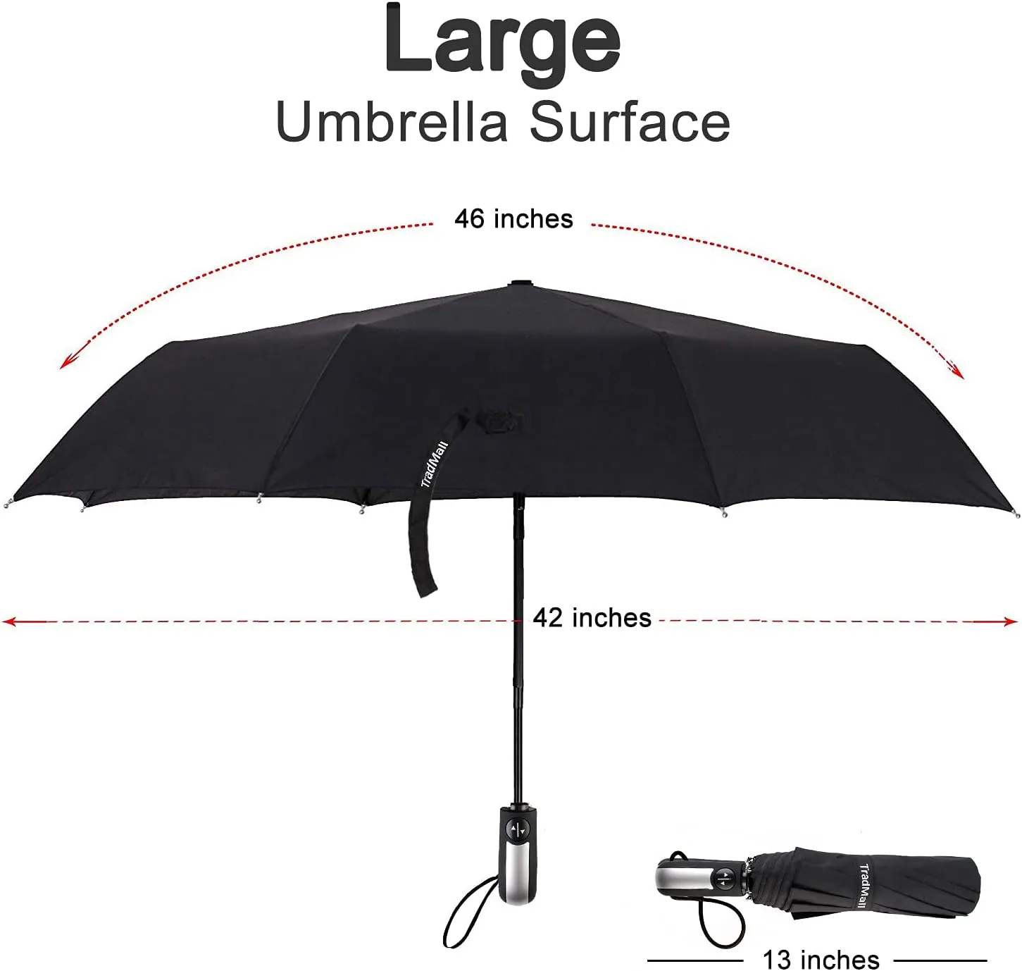 TradMall 4 Pack Travel Umbrella Windproof Portable 46 Inches Large Canopy Ergonomic Handle Auto Open & Close
