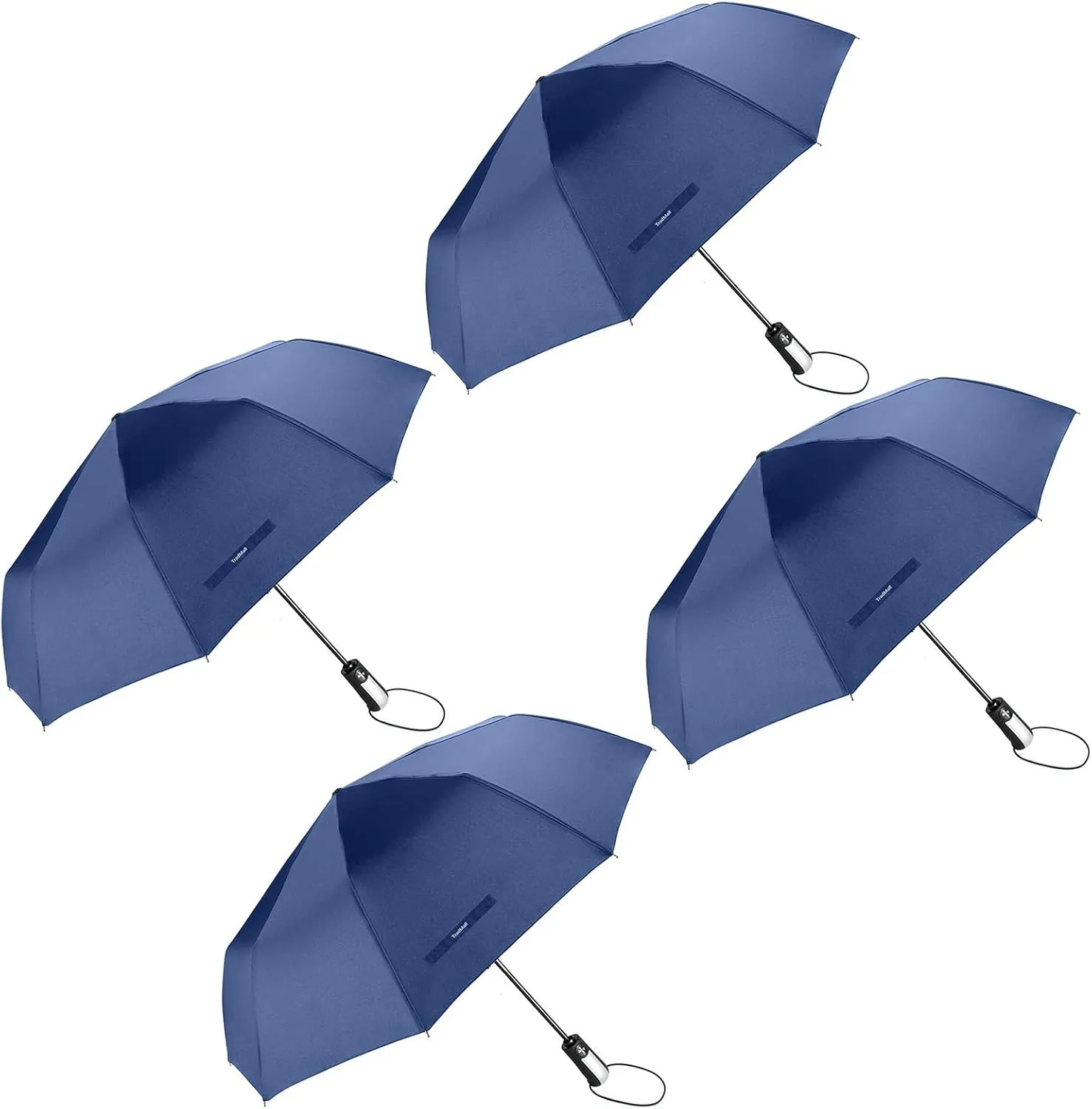 TradMall 4 Pack Travel Umbrella Windproof Portable 46 Inches Large Canopy Ergonomic Handle Auto Open & Close