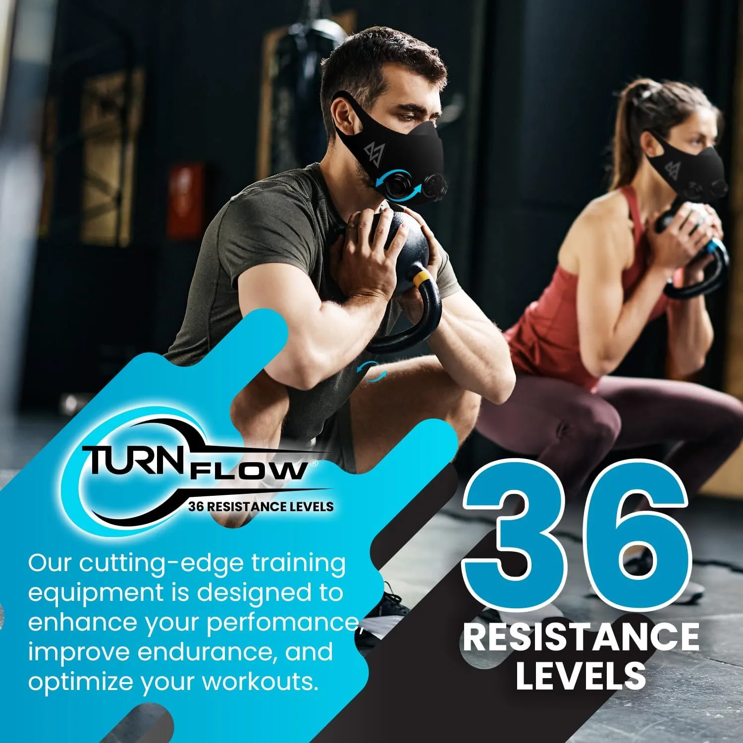 TRAININGMASK - 2.0 Turn Flow - Resistance Training Mask® - Fitness Mask, High Altitude Mask, Workout Mask