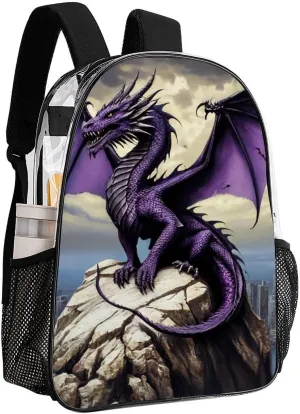 Transparent Daypack Backpack for Trekking Picnic Walking Cycling - Large Capacity Anti-Theft Multipurpose Shoulder Bag, Cool Fierce Evil Dragon King Casual Daypack