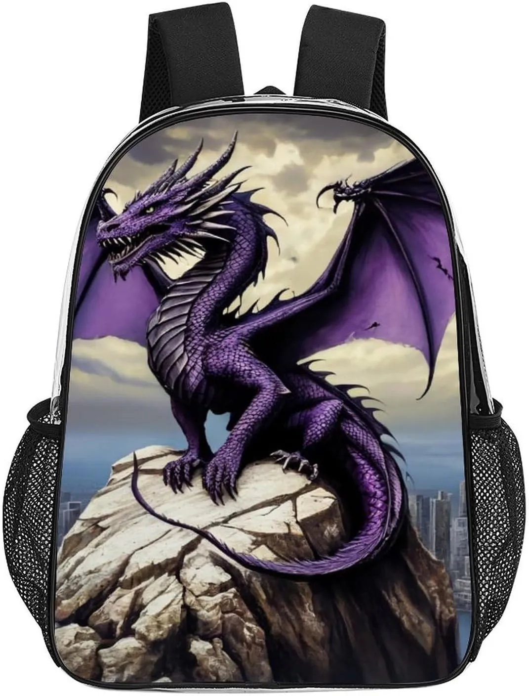 Transparent Daypack Backpack for Trekking Picnic Walking Cycling - Large Capacity Anti-Theft Multipurpose Shoulder Bag, Cool Fierce Evil Dragon King Casual Daypack