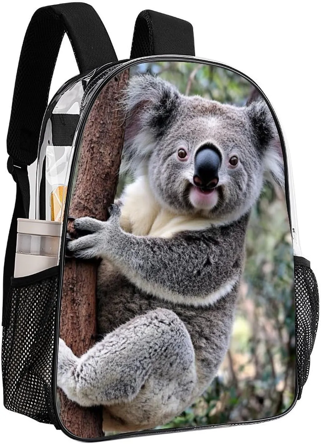 Transparent Daypack Backpack for Trekking Picnic Walking Cycling - Large Capacity Anti-Theft Multipurpose Shoulder Bag, Cute Koala Bear Casual Daypack