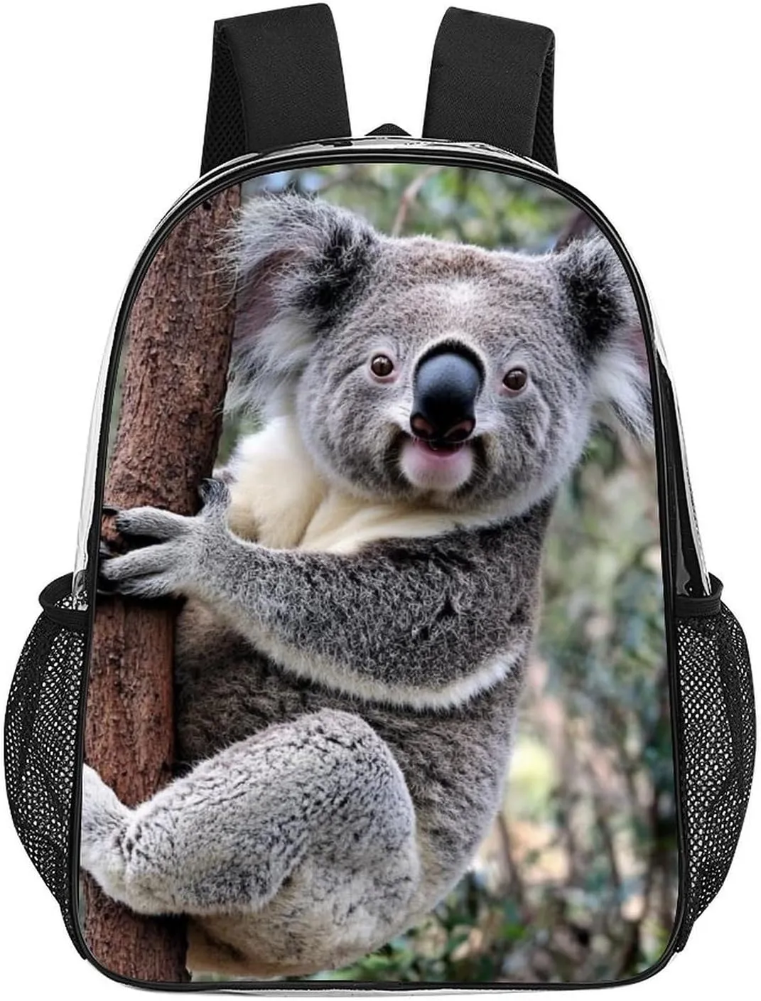 Transparent Daypack Backpack for Trekking Picnic Walking Cycling - Large Capacity Anti-Theft Multipurpose Shoulder Bag, Cute Koala Bear Casual Daypack