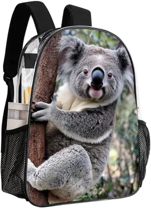 Transparent Daypack Backpack for Trekking Picnic Walking Cycling - Large Capacity Anti-Theft Multipurpose Shoulder Bag, Cute Koala Bear Casual Daypack