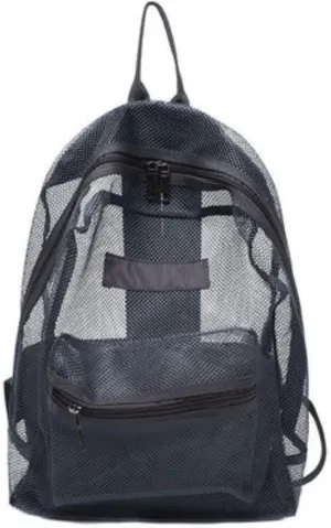 Transparent Mesh Backpack Heavy Duty Semi-See Through Stadium Approved Student Backpack with Reinforced Straps (05#Grey)