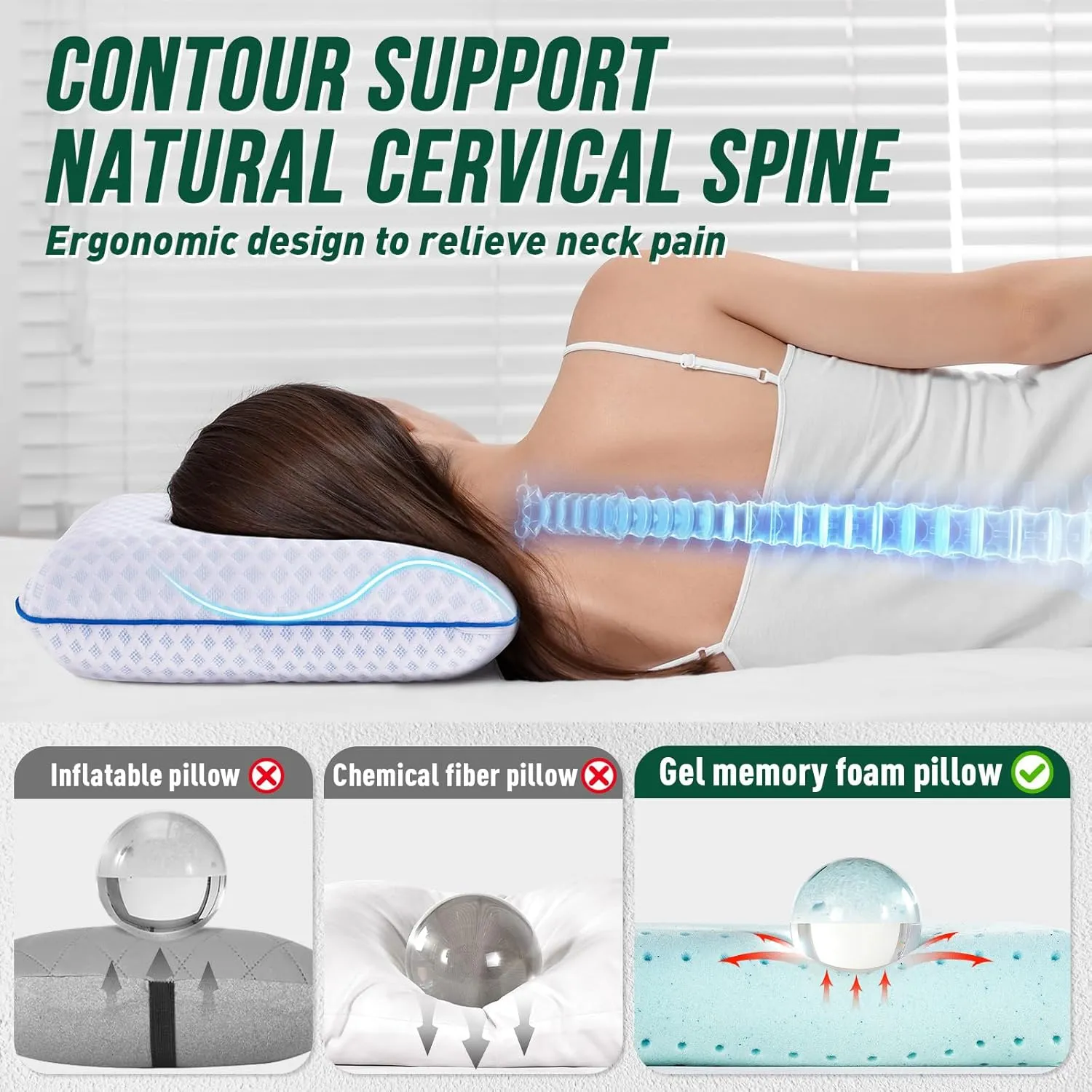 Travel & Camping Cooling Memory Foam Pillow for Backpacking &Airplanes &Beach, Medium Firm Small Camp Bed Pillow for Car Sleeping,Toddler, Breathable Washable Cover, Neck Support Portable Compressible