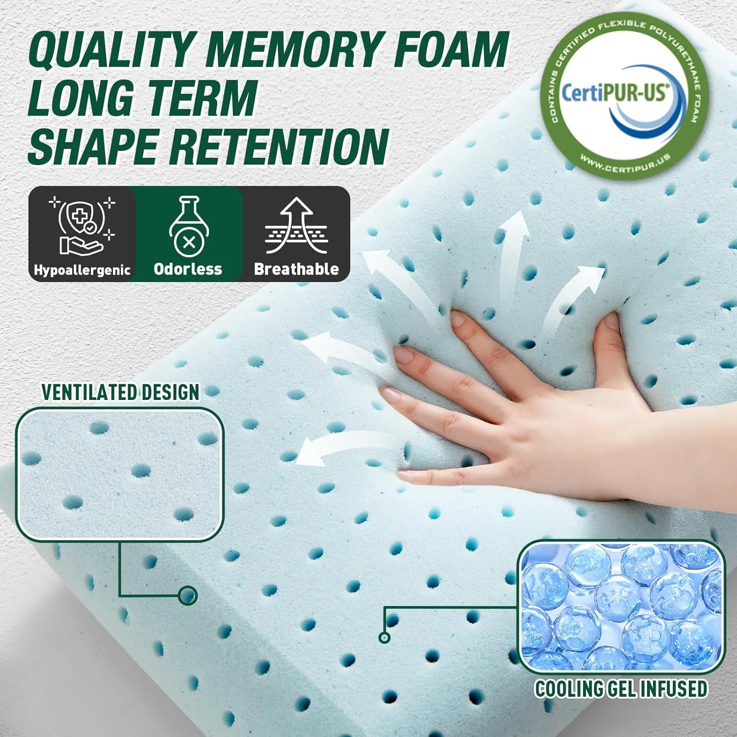 Travel & Camping Cooling Memory Foam Pillow for Backpacking &Airplanes &Beach, Medium Firm Small Camp Bed Pillow for Car Sleeping,Toddler, Breathable Washable Cover, Neck Support Portable Compressible