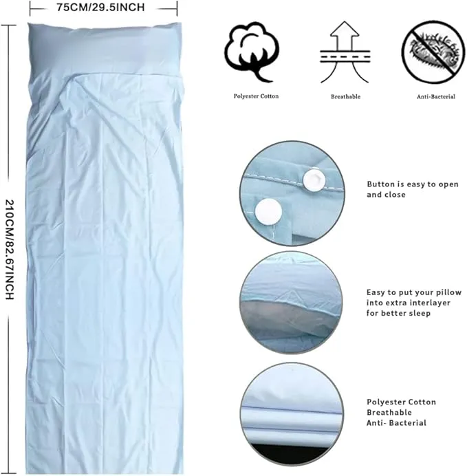 Travel and Camping Sheet Sleeping Bag Liner - Lightweight Compact and Portable Adult Sleeping Bag - Ideal for Traveling,Hostels and Camping