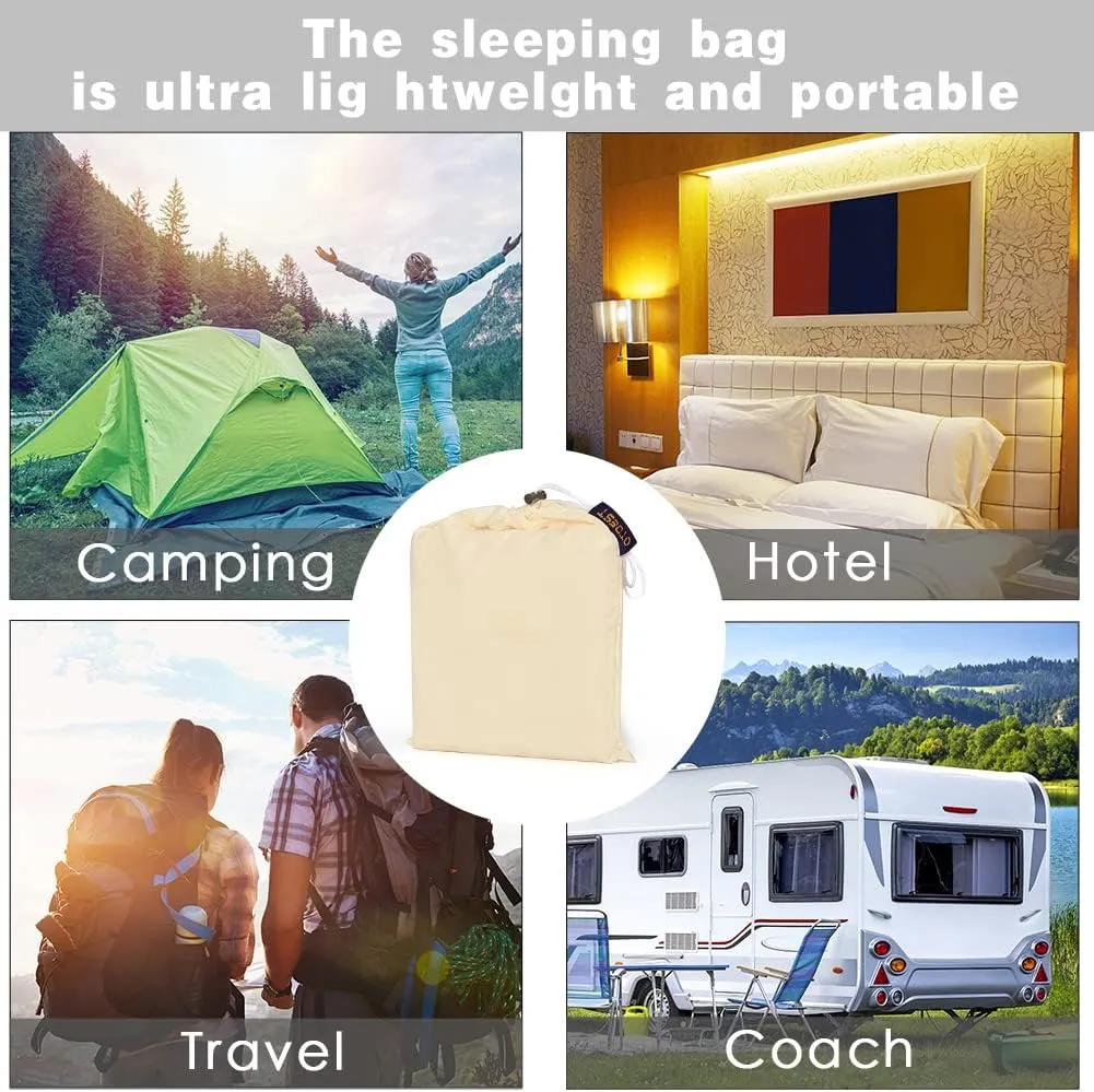 Travel and Camping Sheet Sleeping Bag Liner - Lightweight Compact and Portable Adult Sleeping Bag - Ideal for Traveling,Hostels and Camping