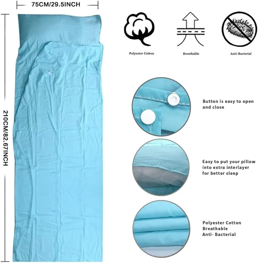 Travel and Camping Sheet Sleeping Bag Liner - Lightweight Compact and Portable Adult Sleeping Bag - Ideal for Traveling,Hostels and Camping
