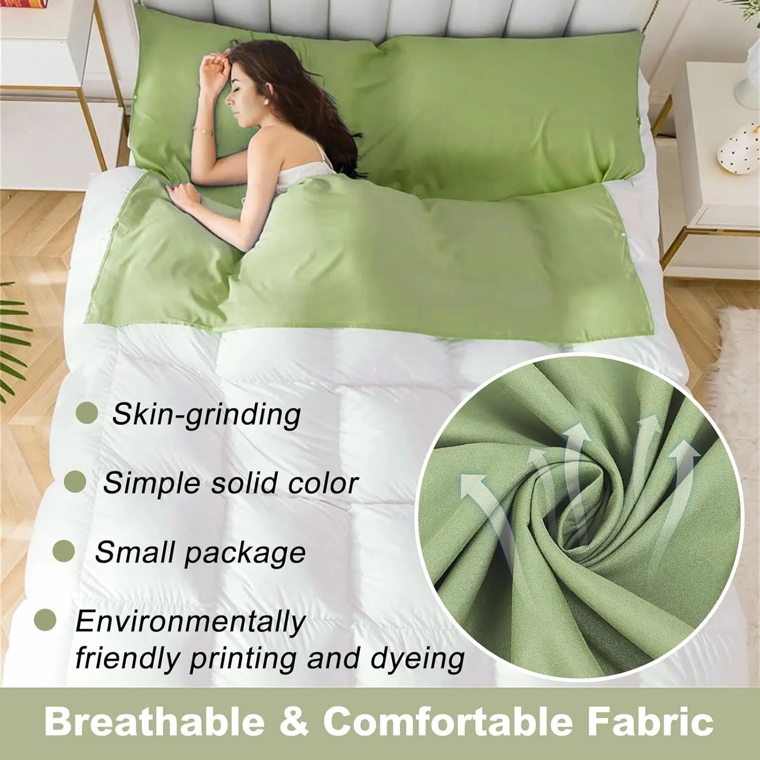 Travel and Camping Sheets Sleeping Bag Liner,Lightweight Travel Sheets for Hotel Portable Hotel Sleeping Bag Sack for Adults,Premium Soft Hotel Sleep Sheet for Traveling Hostels Picnic