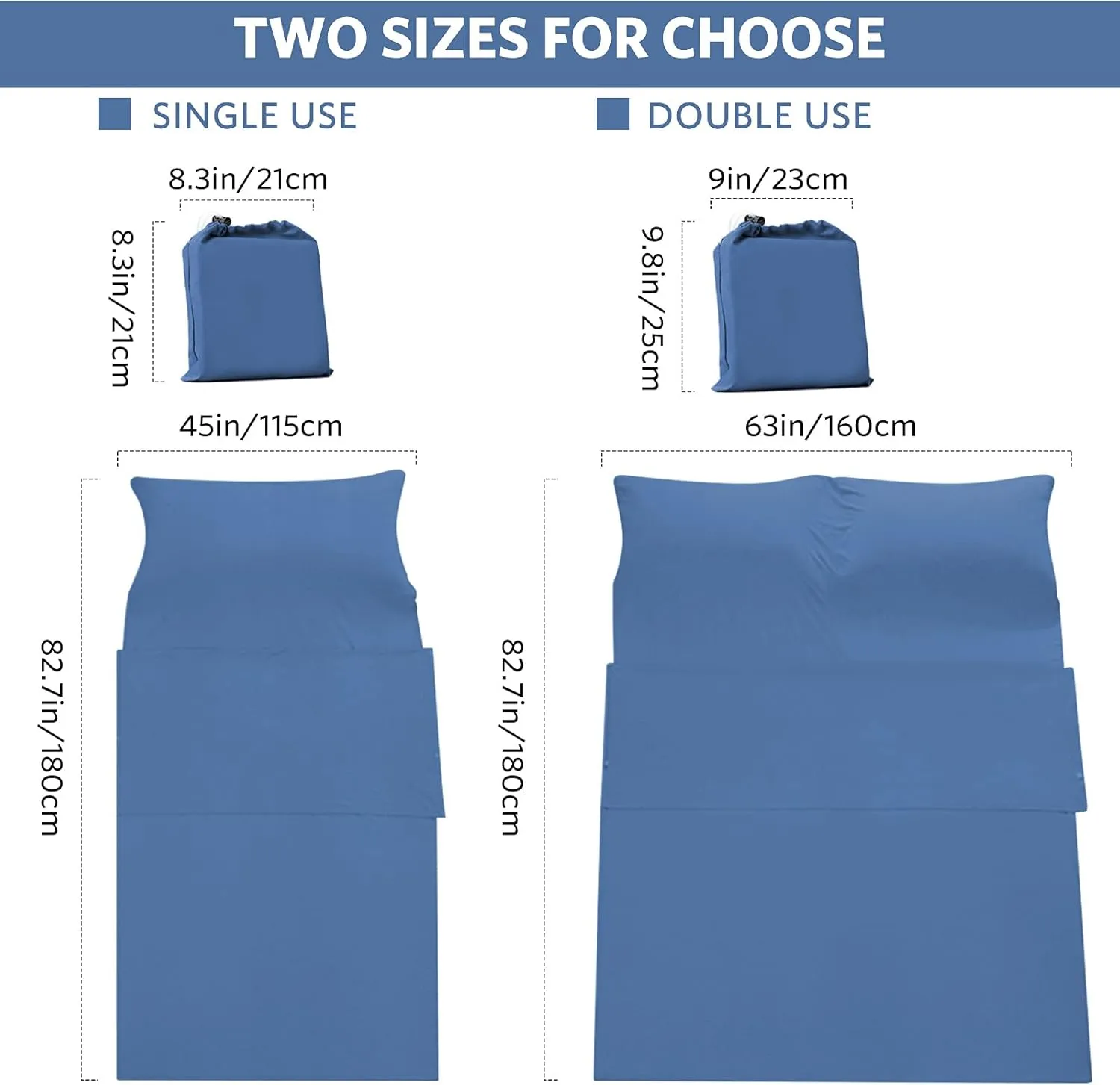 Travel and Camping Sheets Sleeping Bag Liner,Lightweight Travel Sheets for Hotel Portable Hotel Sleeping Bag Sack for Adults,Premium Soft Hotel Sleep Sheet for Traveling Hostels Picnic