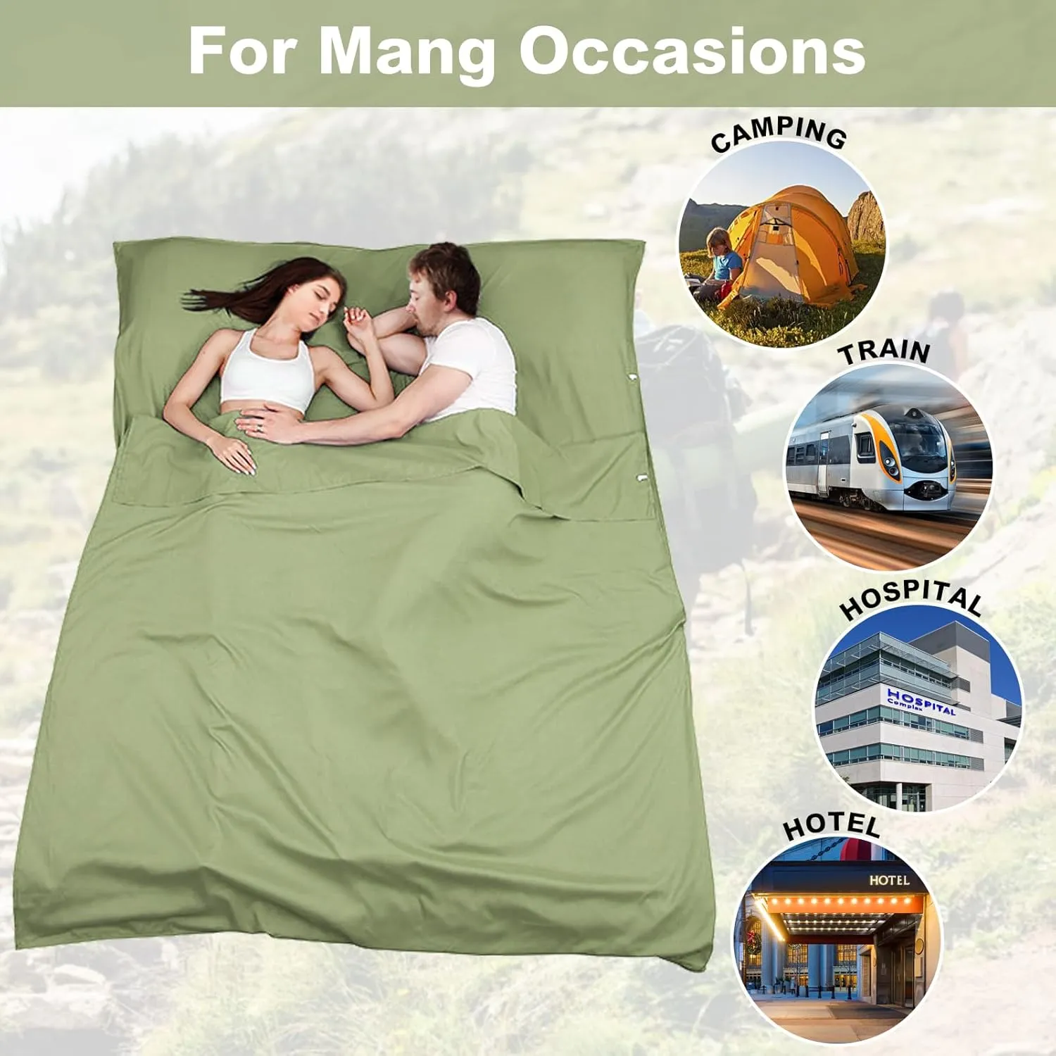 Travel and Camping Sheets Sleeping Bag Liner,Lightweight Travel Sheets for Hotel Portable Hotel Sleeping Bag Sack for Adults,Premium Soft Hotel Sleep Sheet for Traveling Hostels Picnic