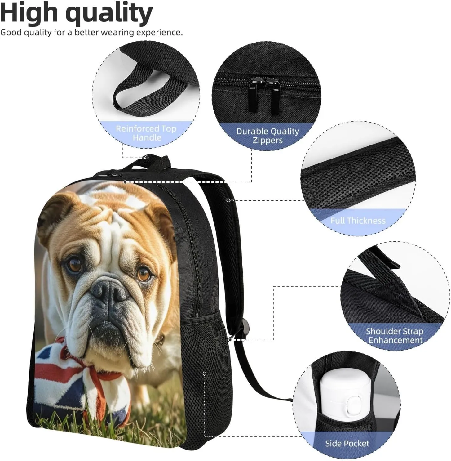 Travel Backpack for Women Men Lightweight 17 inch Laptop Bag English Bulldogs Backpack Casual Daypack