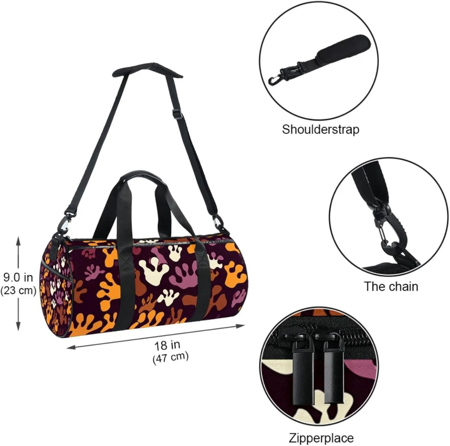 Travel Bag,Mens Gym Bag,Womens Gym Bag,Bones and Paw Print,Sports Bag