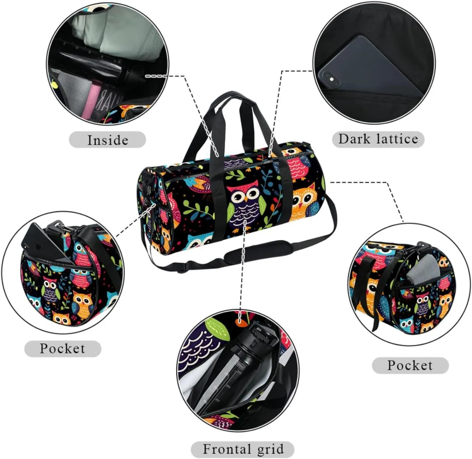 Travel Bag,Mens Gym Bag,Womens Gym Bag,Cartoon Cute Owl,Sports Bag