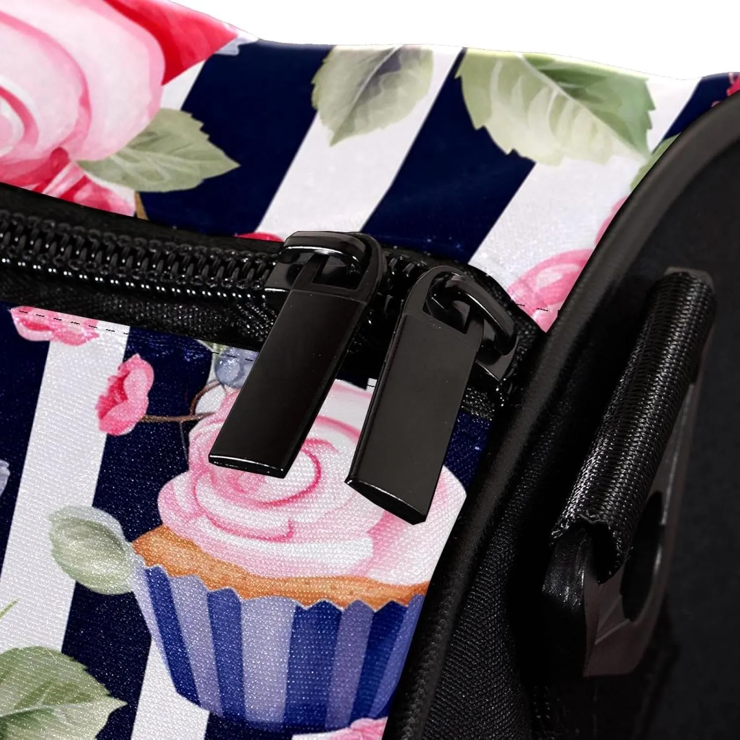Travel Bag,Mens Gym Bag,Womens Gym Bag,Cupcake Pink Floral Stripe,Sports Bag