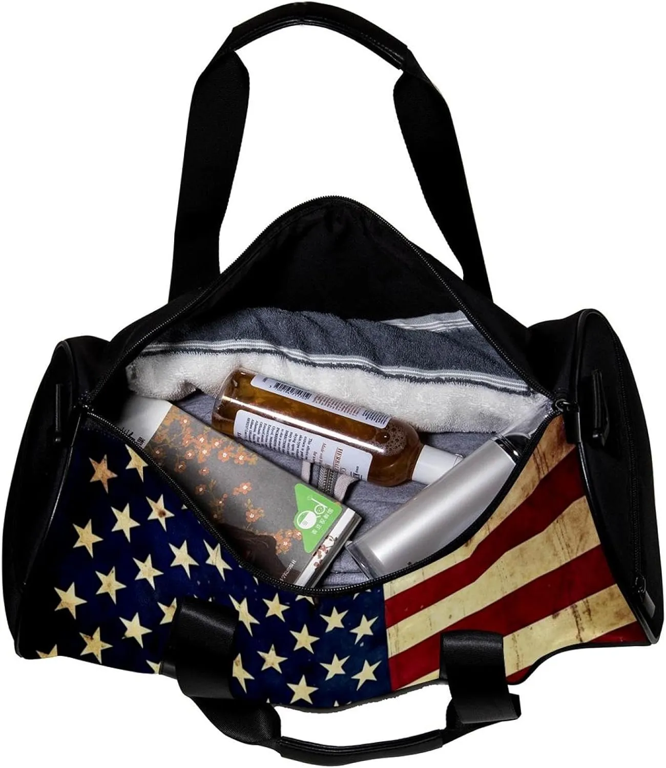 Travel Bag,Mens Gym Bag,Womens Gym Bag,Vintage American Flag Print,Sports Bag