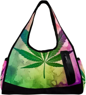 Travel Bag,Mens Gym Bag,Womens Gym Bag,Vintage Plant Purple Leaves,Sports Bag