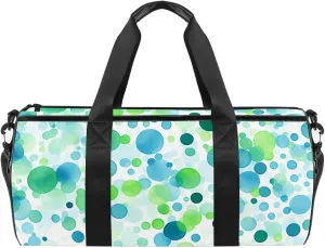 Travel Bag,Mens Gym Bag,Womens Gym Bag,Watercolor Blue Green Dots,Sports Bag