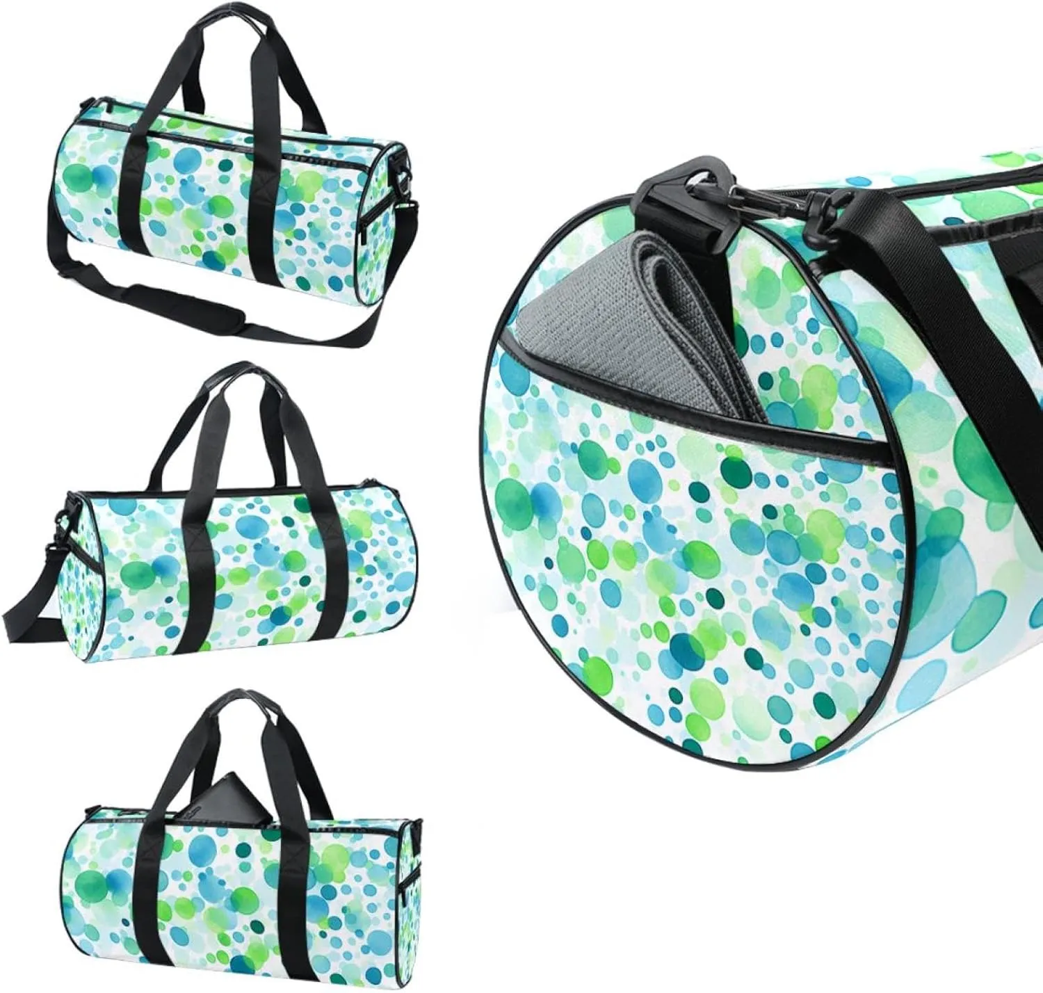 Travel Bag,Mens Gym Bag,Womens Gym Bag,Watercolor Blue Green Dots,Sports Bag