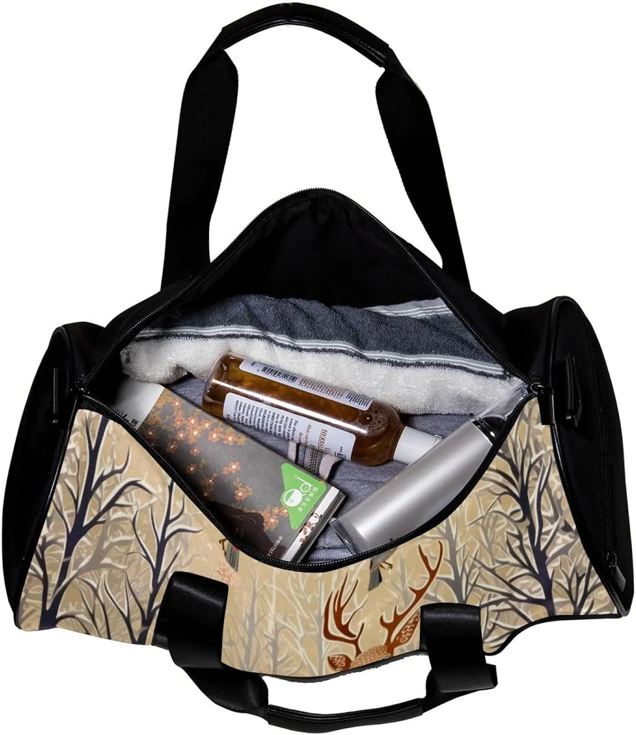 Travel Bag,Mens Gym Bag,Womens Gym Bag,Winter Holiday Christmas Tree Deer,Sports Bag