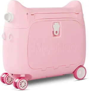 Travel Bundle, Includes Kid's Ride-On Suitcase & In-Flight Bed; Adjustable, Lightweight Crew BackPack - Approved by Many Airlines - Best for Ages 3-7 (Pink)