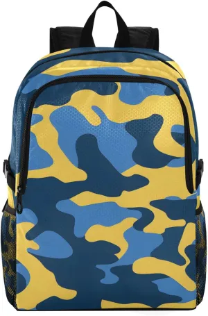 Travel Hiking Daypack Foldable Packable Backpack Blue Yellow Camouflage Waterproof Lightweight Casual Rucksuck for Men Women