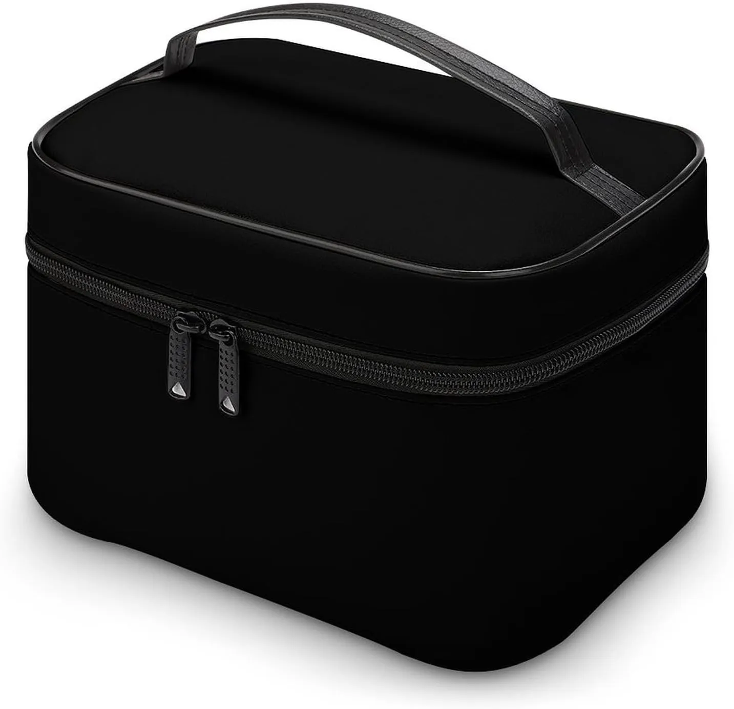 Travel Makeup Bag, Minimalist Solid Black Cosmetic Bags for Women Large Capacity Waterproof Toiletry Bag Make up Organizer