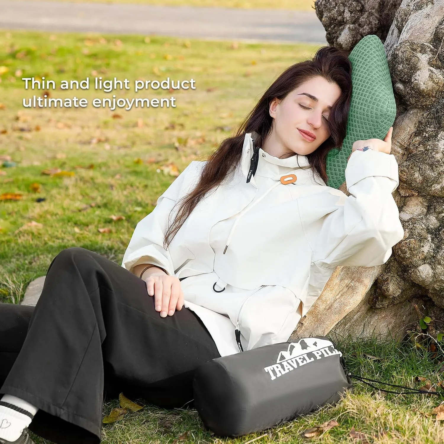 Travel Pillow Memory Foam Pillows, Camping Pillow- Compressible Medium Firm, Breathable Cover, Ideal Backpacking Hiking, Bed Pillows, Airplane and Car (Green, S)