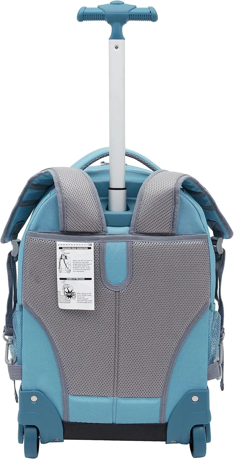 Travelers Club Rolling Backpack, Aqua, 18 Inch