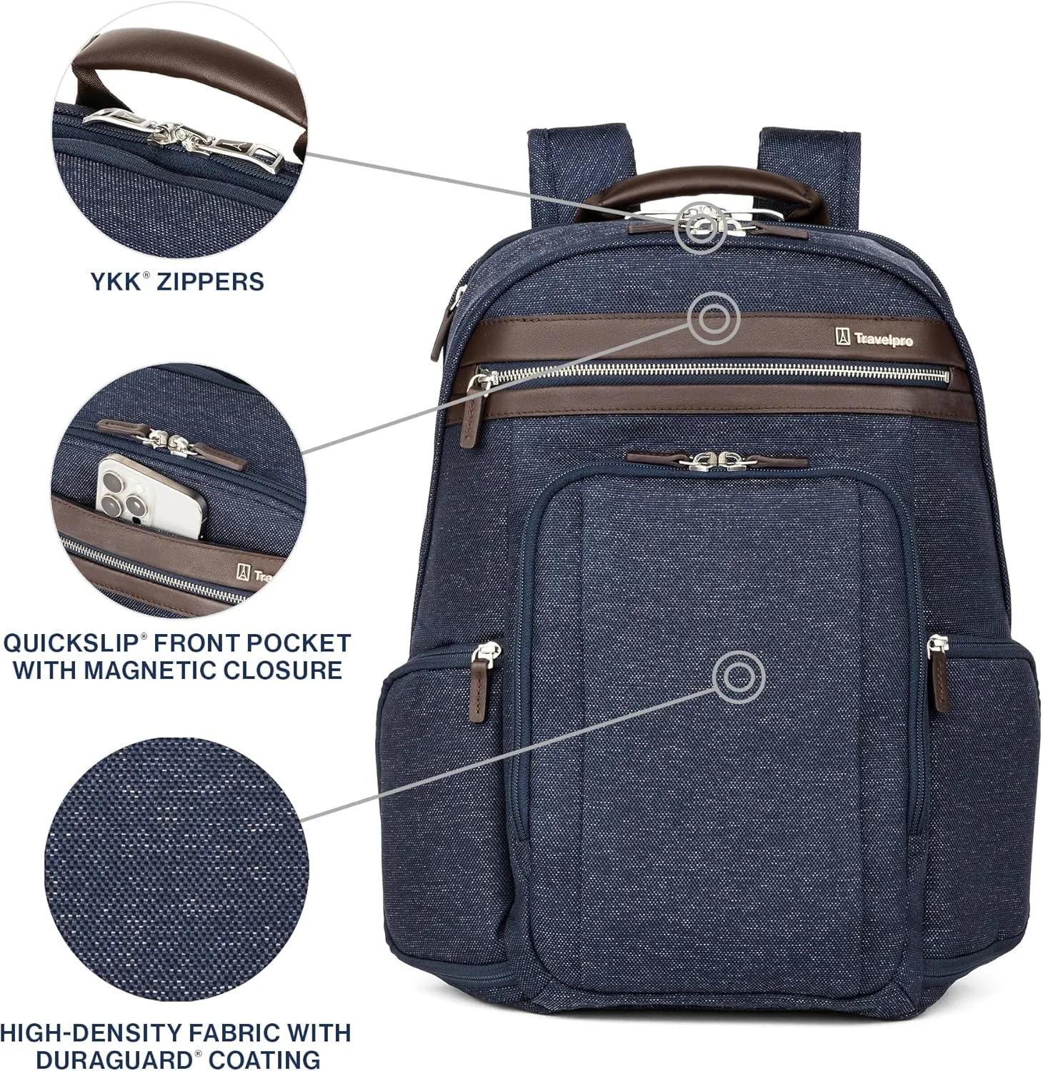 Travelpro Platinum Elite Business Laptop Travel Backpack, Fits up to 16 Inch Laptop, Water Resistant, Men and Women, True Navy Blue