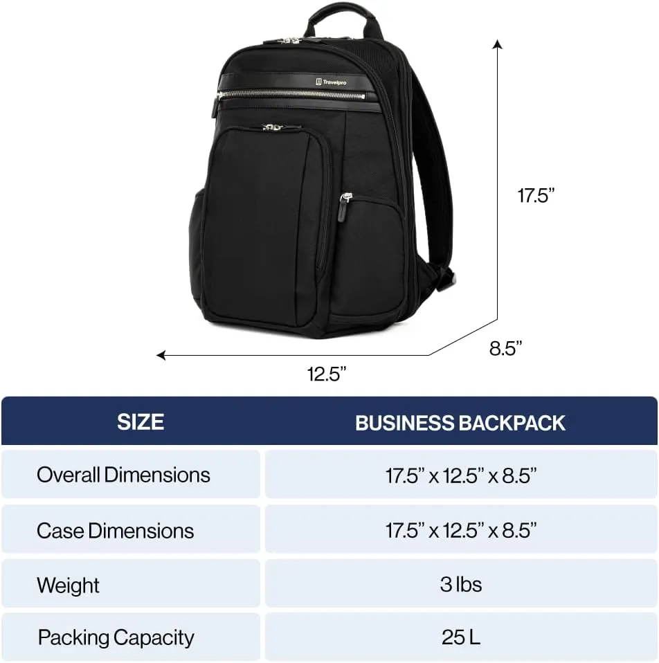 Travelpro Platinum Elite Business Laptop Travel Backpack, Fits up to 16 Inch Laptop, Water Resistant, Men and Women, True Navy Blue