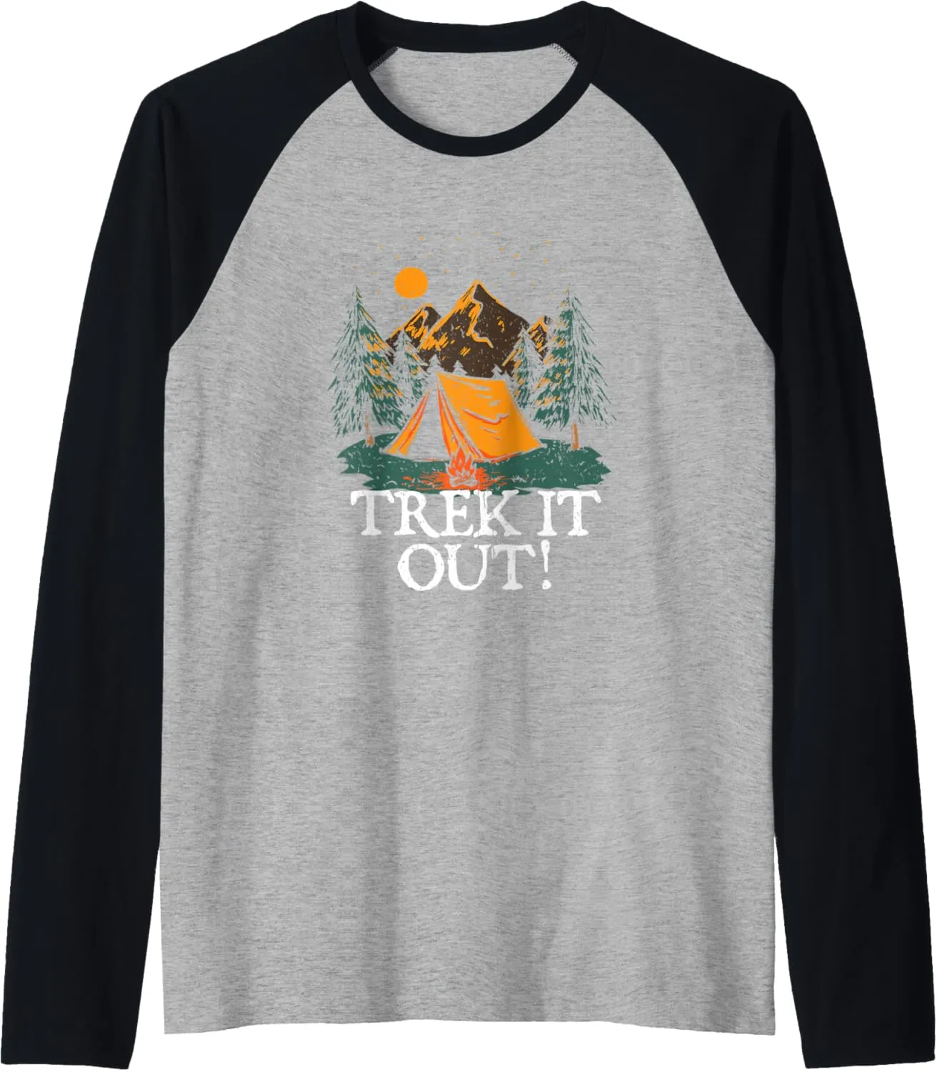 Trek it Out! Hiking Mountain Hiker Summit Camping Vacation Raglan Baseball Tee