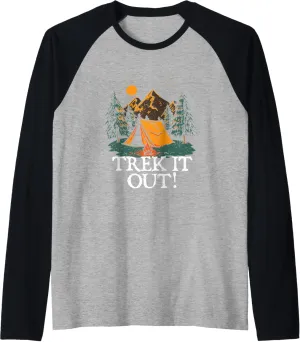 Trek it Out! Hiking Mountain Hiker Summit Camping Vacation Raglan Baseball Tee