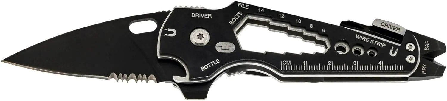 TRUE SmartKnife  15-in-1 Multi-Tool | Super Sharp Black Oxidized Pocket Knife and Multi-Tool