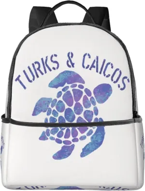 Turks Caicos Islands Flag Turtle Casual Backpack Travel Backpacks Outdoor Sports Rucksack Lightweight Daypack Fashion Carry-on Bag for Weekender Traveling