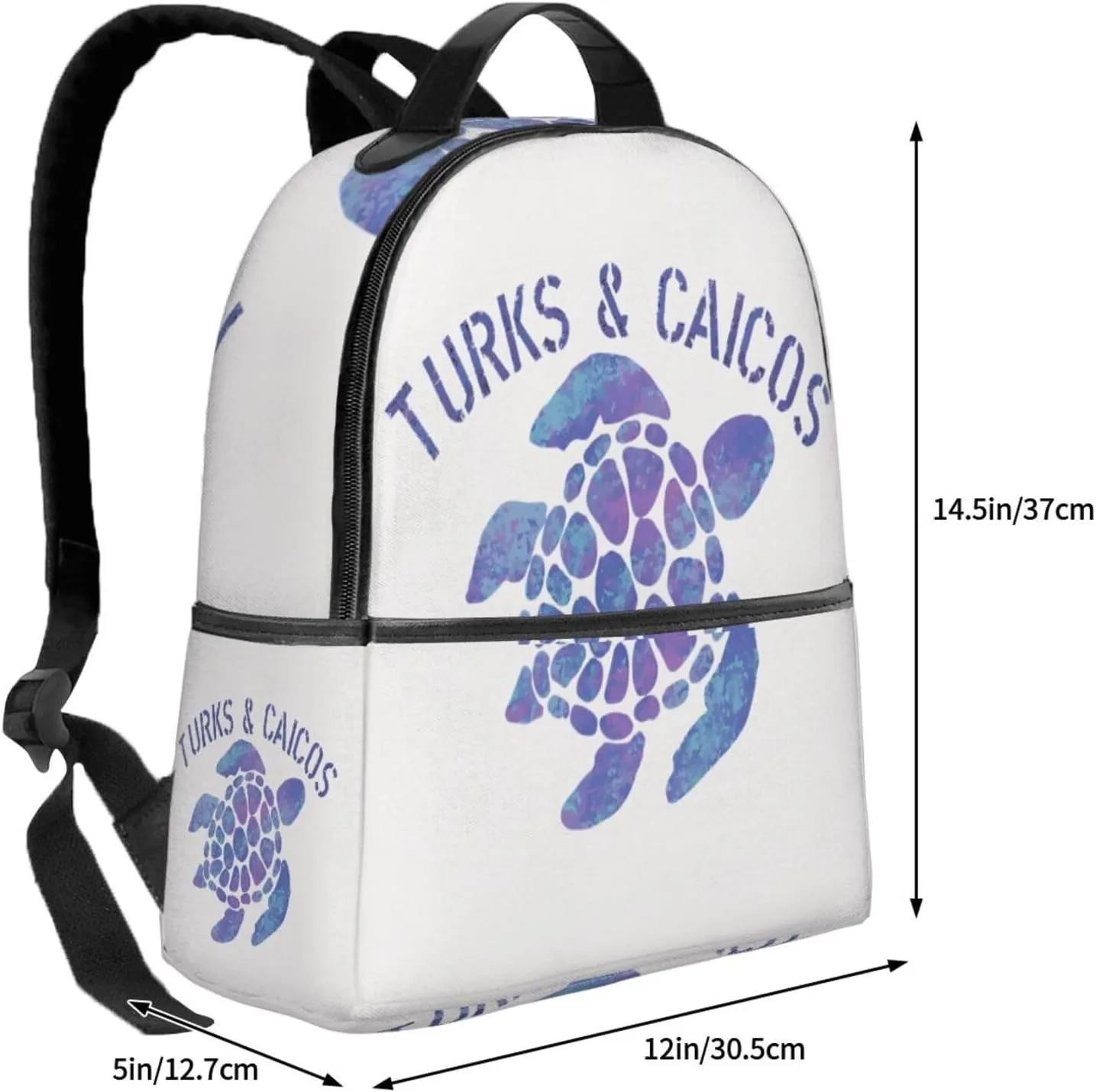 Turks Caicos Islands Flag Turtle Casual Backpack Travel Backpacks Outdoor Sports Rucksack Lightweight Daypack Fashion Carry-on Bag for Weekender Traveling