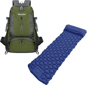 Ultimate Camping Bundle – 40L Hiking Backpack with Shoe Compartment & Compact Inflatable Sleeping Pad – Waterproof, Lightweight for Backpacking, Hiking & Travel