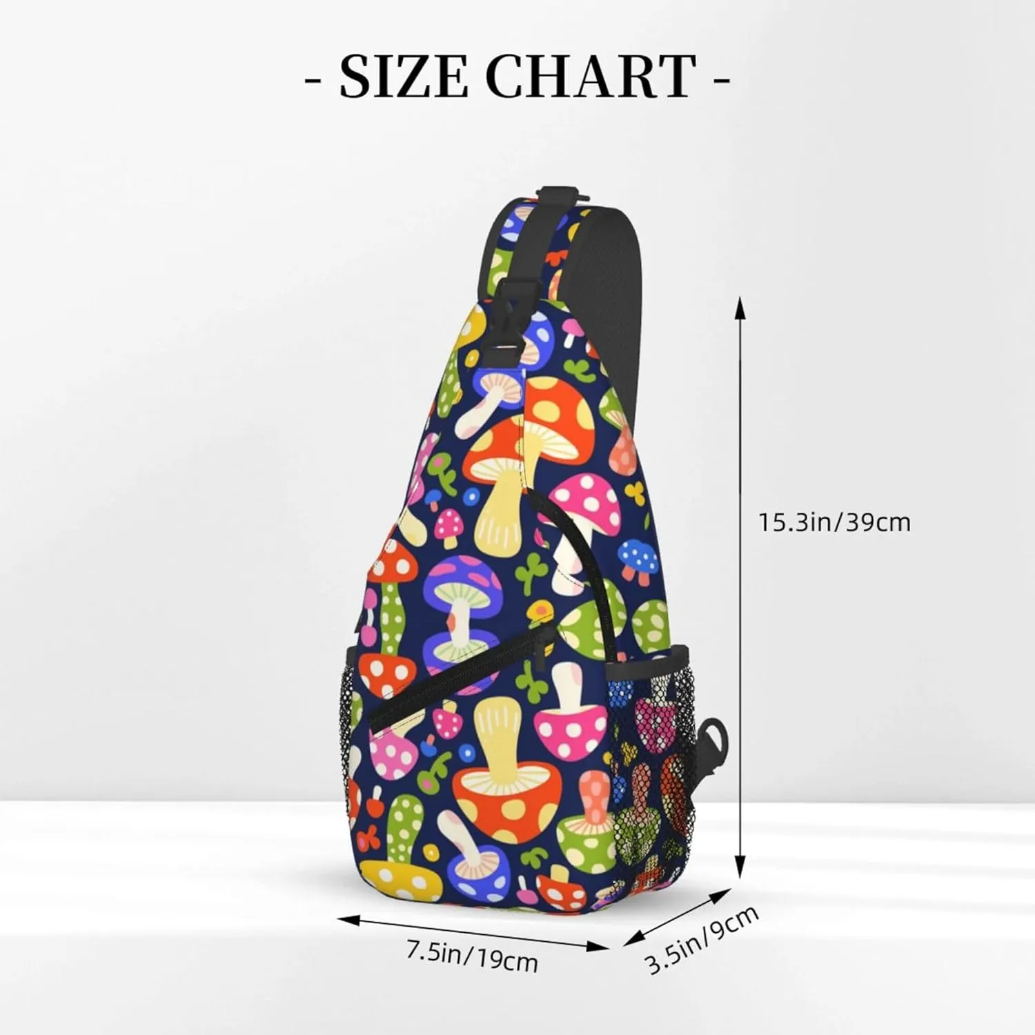 Ultra Lightweight Sling Shoulder Backpack Shoulder Crossbody Bag Chest Pack Multipurpose Anti-Theft Daypack for Outdoors Camping Hiking Trekking, Colorful Mushroom Art
