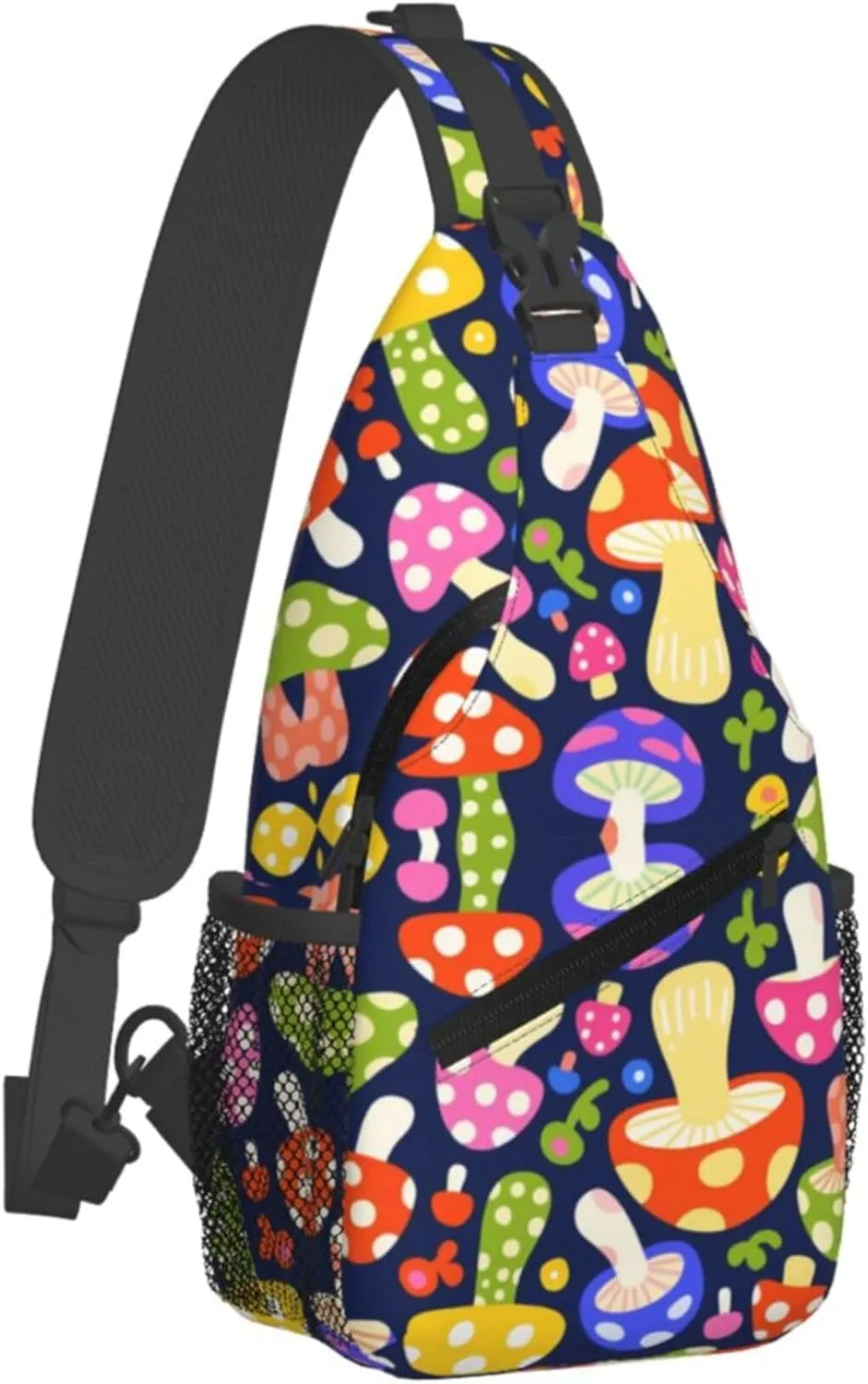 Ultra Lightweight Sling Shoulder Backpack Shoulder Crossbody Bag Chest Pack Multipurpose Anti-Theft Daypack for Outdoors Camping Hiking Trekking, Colorful Mushroom Art