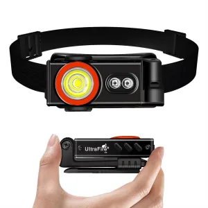 ULTRAFIRE P4 Flashlight Headlamp 360° Degree Rotation 1000LM Flashlight Headlight 5 Modes with Red Light Pocket Clip Magnetic Base Lightweight Bright