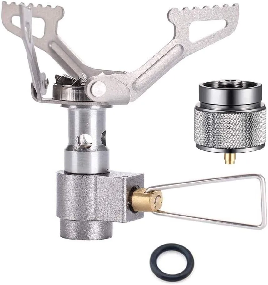 Ultralight Backpacking Camping Stove 2700W Titanium Built for Outdoor Hiking Cooking with Extra O-Ring and Gas Canister Converter