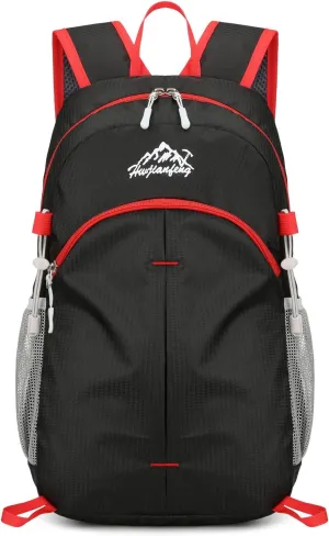 Ultralight foldable hiking backpack, waterproof travel backpack, multi-pocket design for outdoor camping hiking (black)