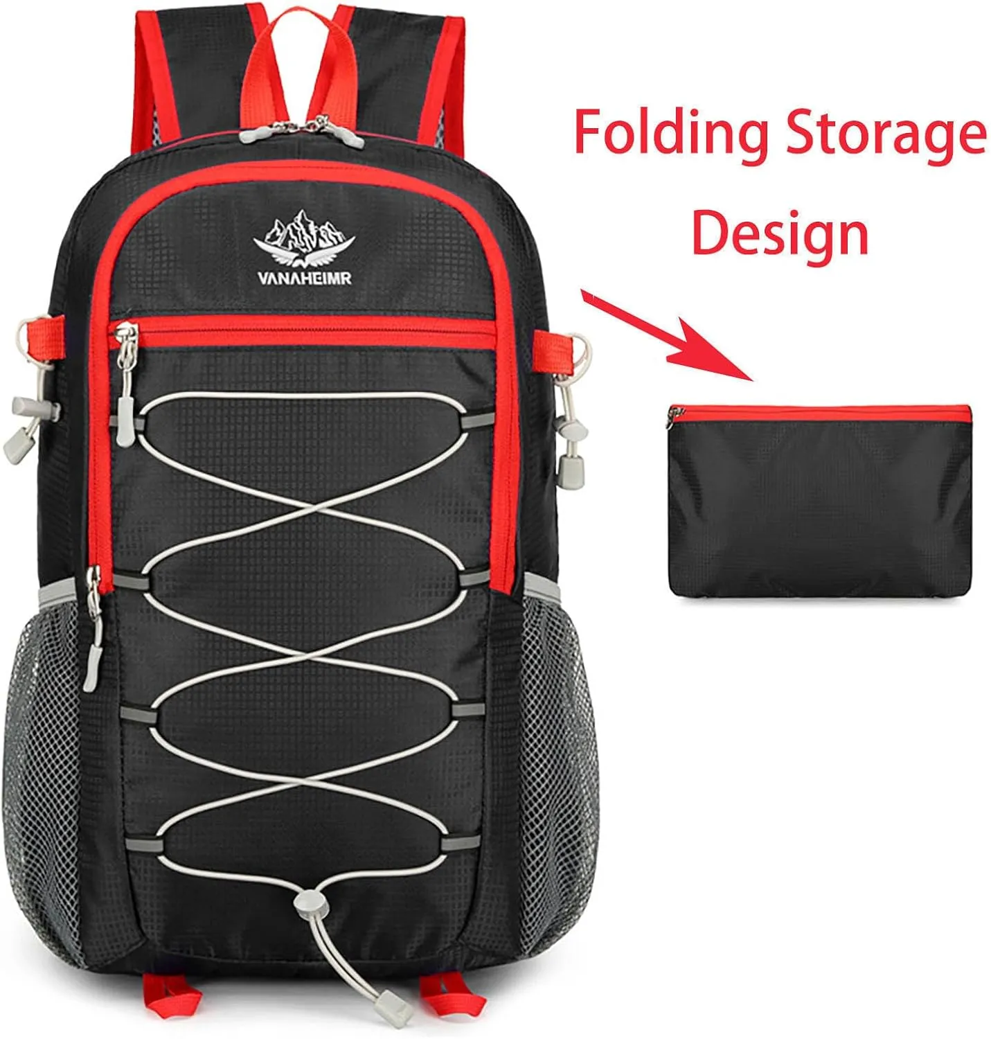 Ultralight Lightweight Large Capacity Packable Foldable Outdoor Travel Camping Hiking Backpack Rucksack (Black)