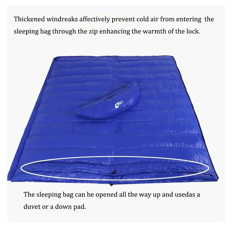 Ultralight Waterproof Envelope-Type Goose Down Sleeping Bag for Backpacking, Camping, and Travel