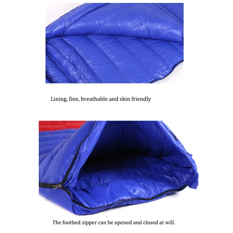 Ultralight Waterproof Envelope-Type Goose Down Sleeping Bag for Backpacking, Camping, and Travel