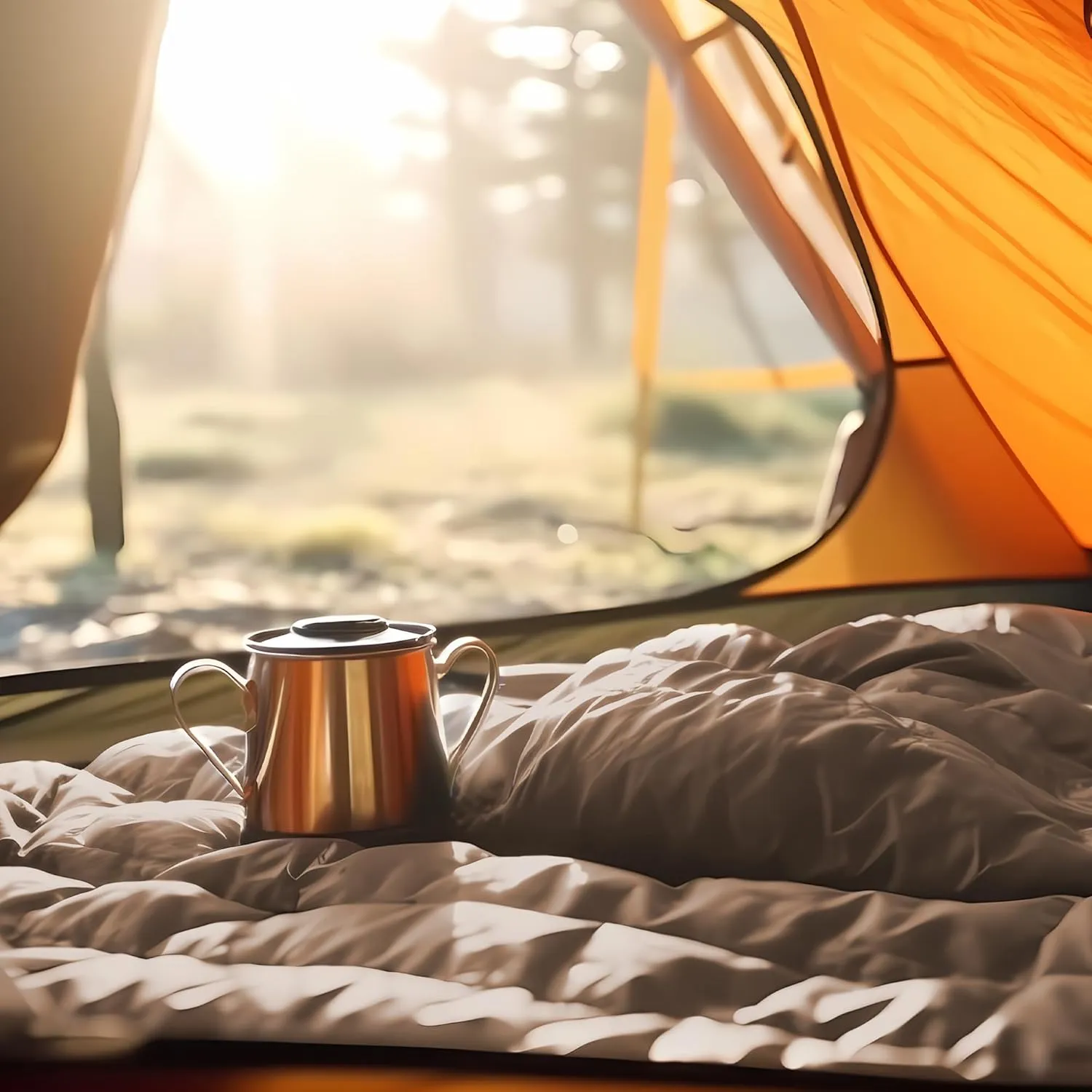 UNIKOME Outdoor Packable Camping Blanket, Lightweight Travel Blanket for Camping, Dual-Sides Puffy Down Alternative Camping Blanket with Snap Clasps, 75"×52", Brown