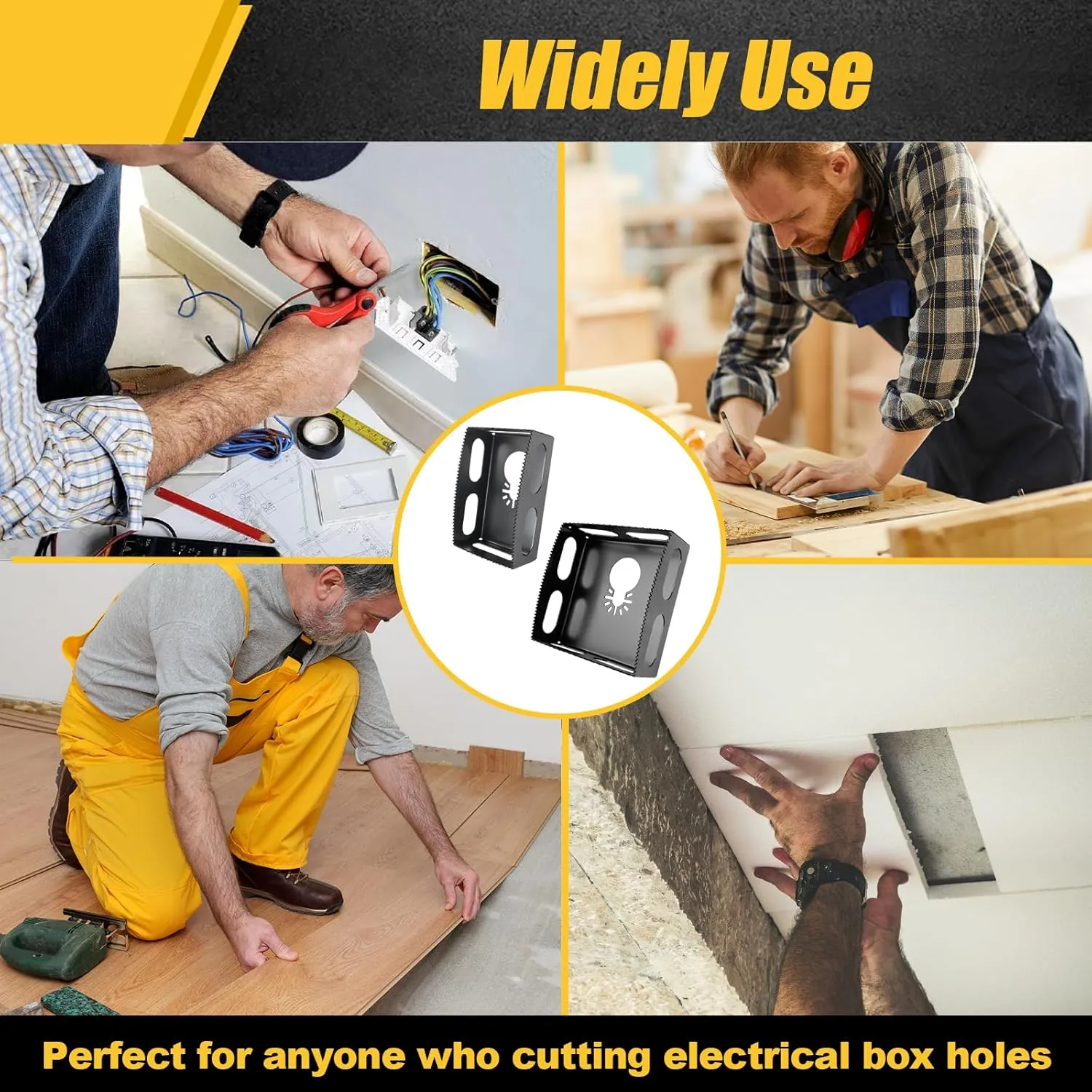 Upgrade 2 Pcs Square Slot Cutter Compatible for Dewalt 20V & Milwukee M18 Oscillating Multi-Tool to Cut-in Single Gang Wall Boxes,Outlet Cutter for Drywall,Efficient Carving Tool,Black